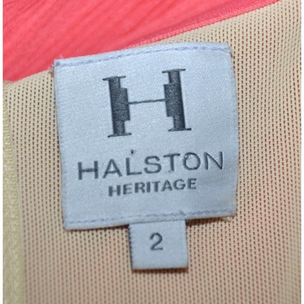 Halston Heritage Chiffon Peach Maxi Dress Womens 2 Silk Strapless Evening Prom - Picture 11 of 12